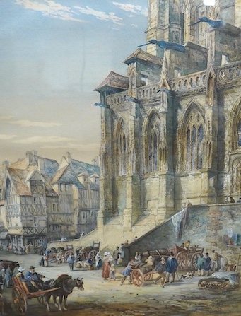 Selim Rothwell (1812-1881), watercolour, Church of St. Jacques, 50 x 40cm. Condition - good